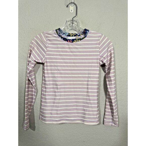 Girls Hanna Andersson Long Sleeve Rash Guard size 140 (10) purple stripe‎ - Picture 1 of 3